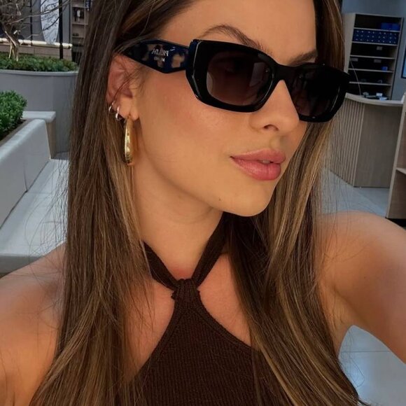 Prada PRB05S 3890A7 Sunglasses Black Rectangle Frame, Grey Gradient Lenses - Picture 7 of 14